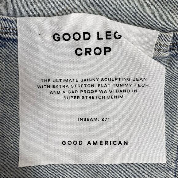 GOOD AMERICAN Good Legs High Rise Raw Hem Crop Jeans in Blue669 - Picture 10 of 11